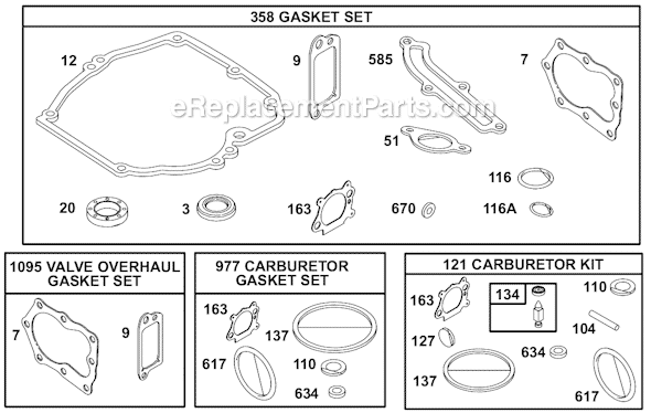 Page J Diagram and Parts List for 12D800SERIES  Briggs and Stratton Engine